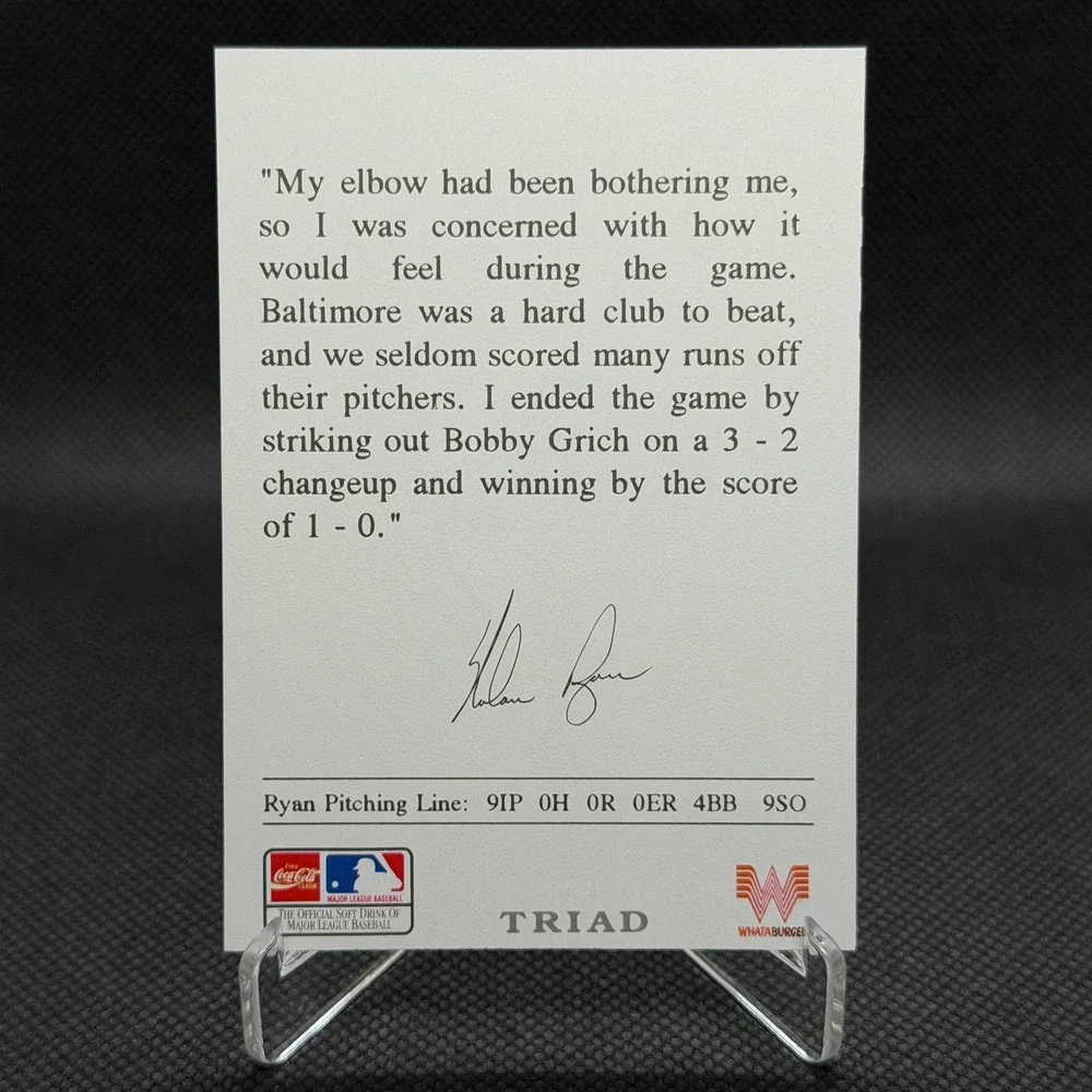 Nolan Ryan 1993 Triad Whataburger Holo 4th No-Hitter Angels